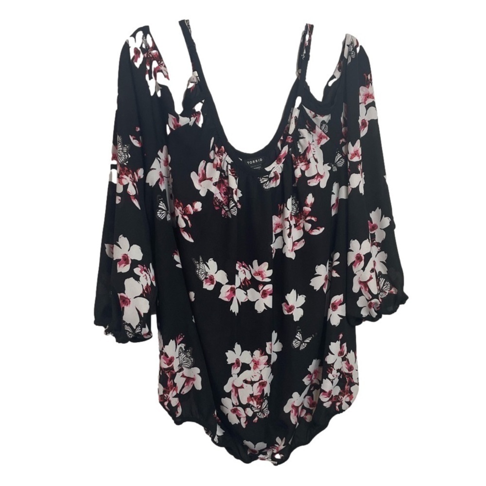 Torrid Black Floral Blouse